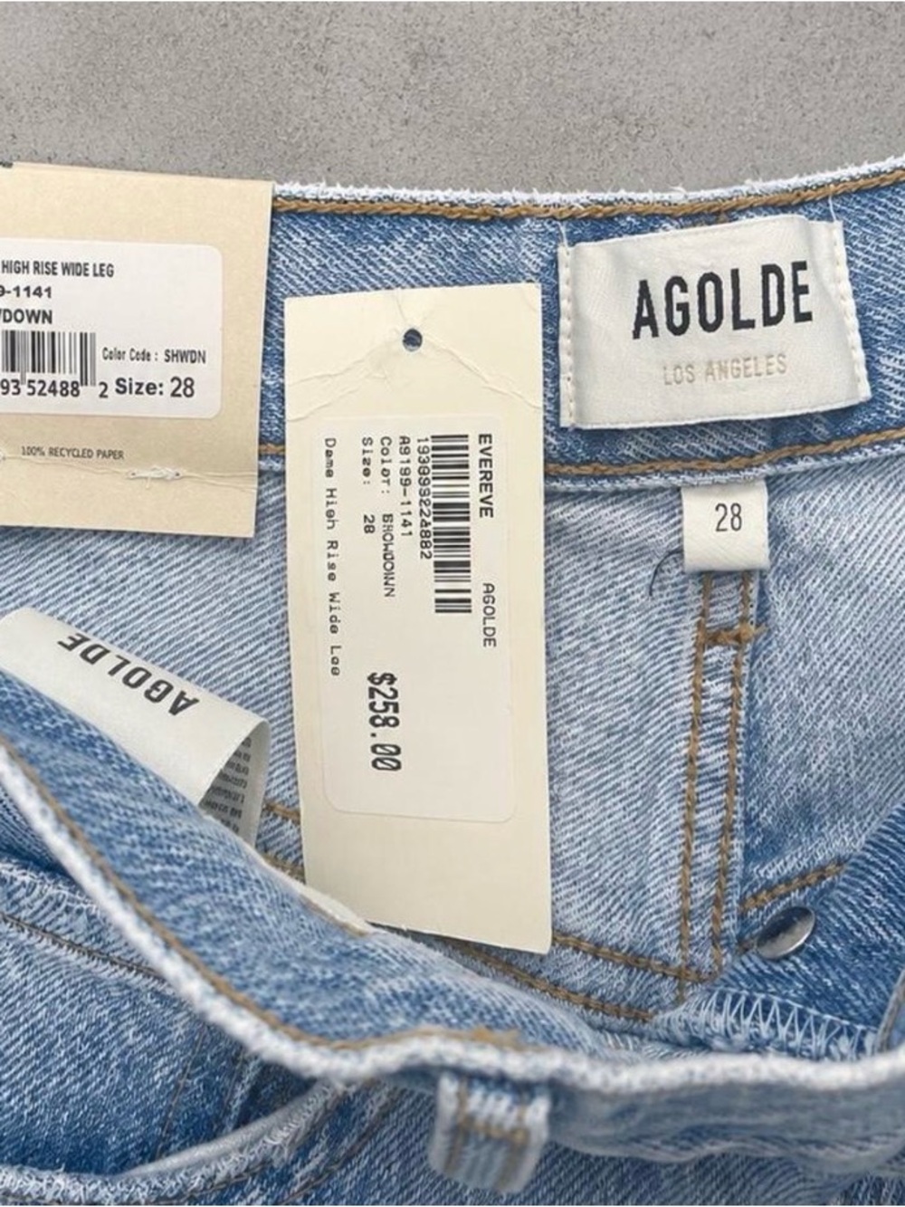 NWT AGOLDE Dame Jean High Rise Wide Leg Jeans – Size 28 - Picture 4 of 7